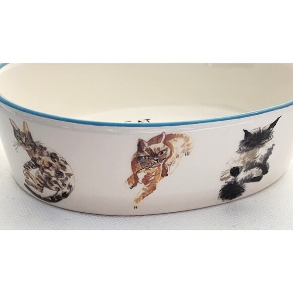CAT BOWL-TAG-Food-Water-"Eat Sleep Play Repeat"-Multiple Cat Images-White - Picture 6 of 12